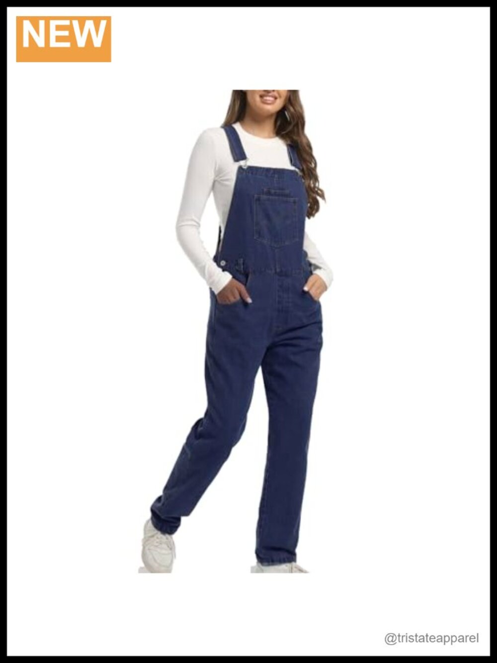 Women's Denim Bib Overalls Relaxed Fit Adjustable Straps Pockets